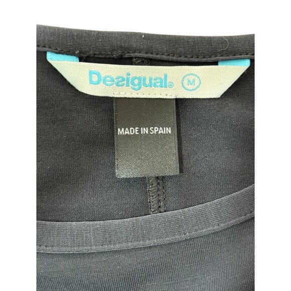Desigual Womens Top Black Asymmetrical Hem Mandala Print Tunic Size M - Picture 4 of 8